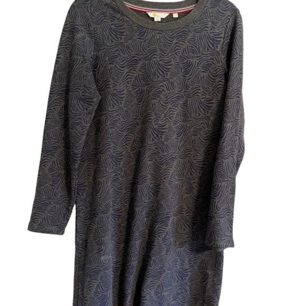 Boden Animal Print Dress 6 Gray Safari Neutral Preppy Boho Indie Artsy Classic